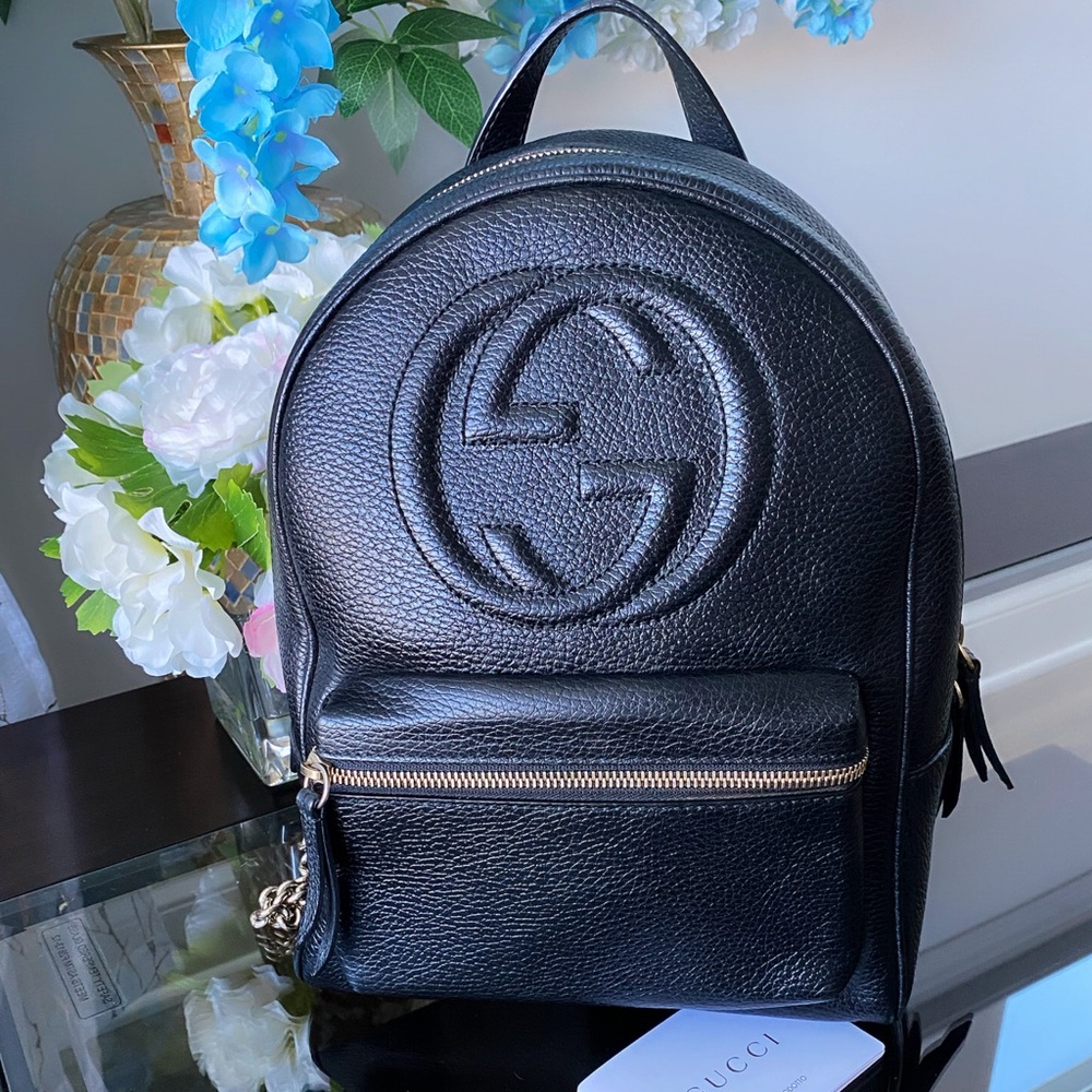 Authentic Gucci Black Leather Backpack